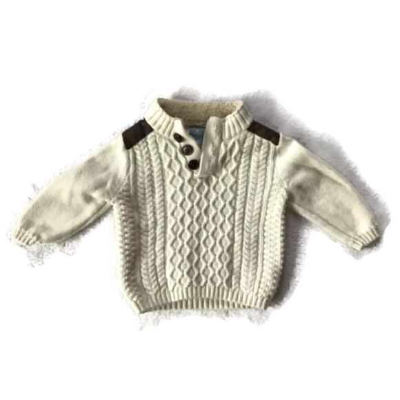 Baby Gap Sherpa Leather Cable Knit Sweater - Picture 1 of 7